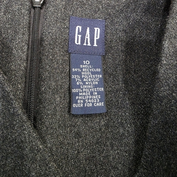 GAP Grey Wool Blend Sleeveless V-Neck Zipper Closure Midi Dress Size 10 - Picture 3 of 6